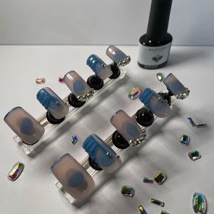 Blue sky custom acrylic PressOn nails